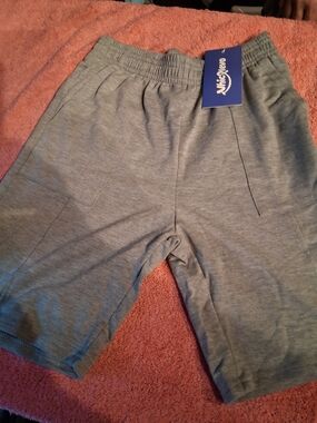 Kids Gray Pull-On Knit Shorts with Elastic Waistband and Front Pockets